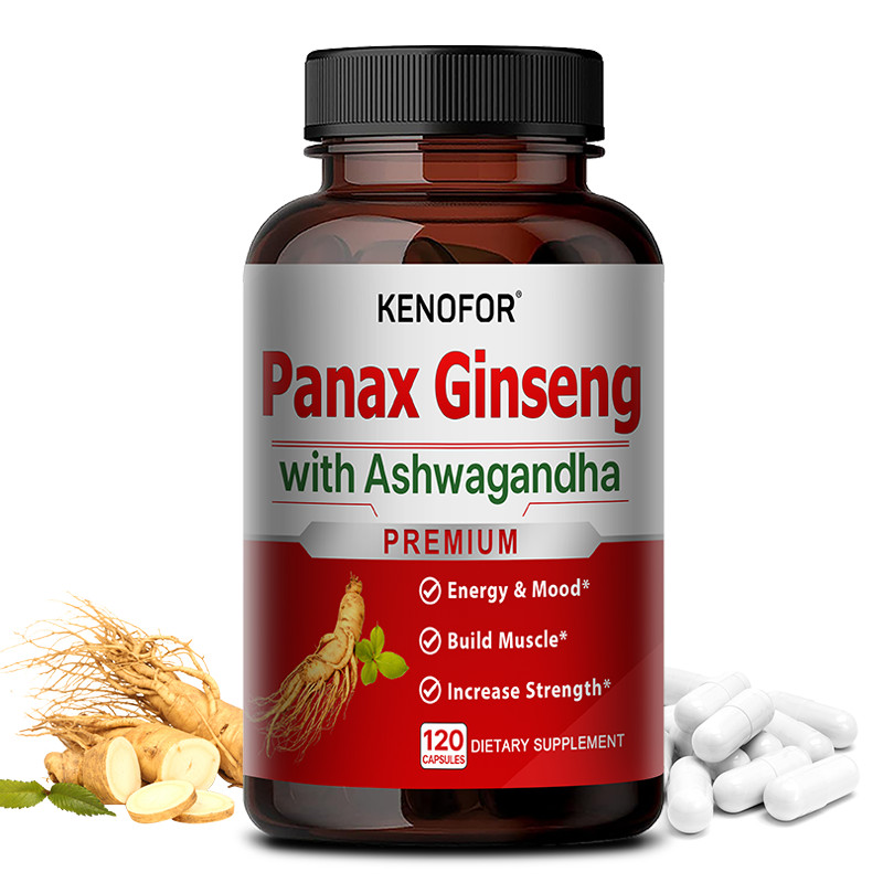 Panax Ginseng Capsules,Maca Supports Stamina and Ability Supplement 120 Capsules