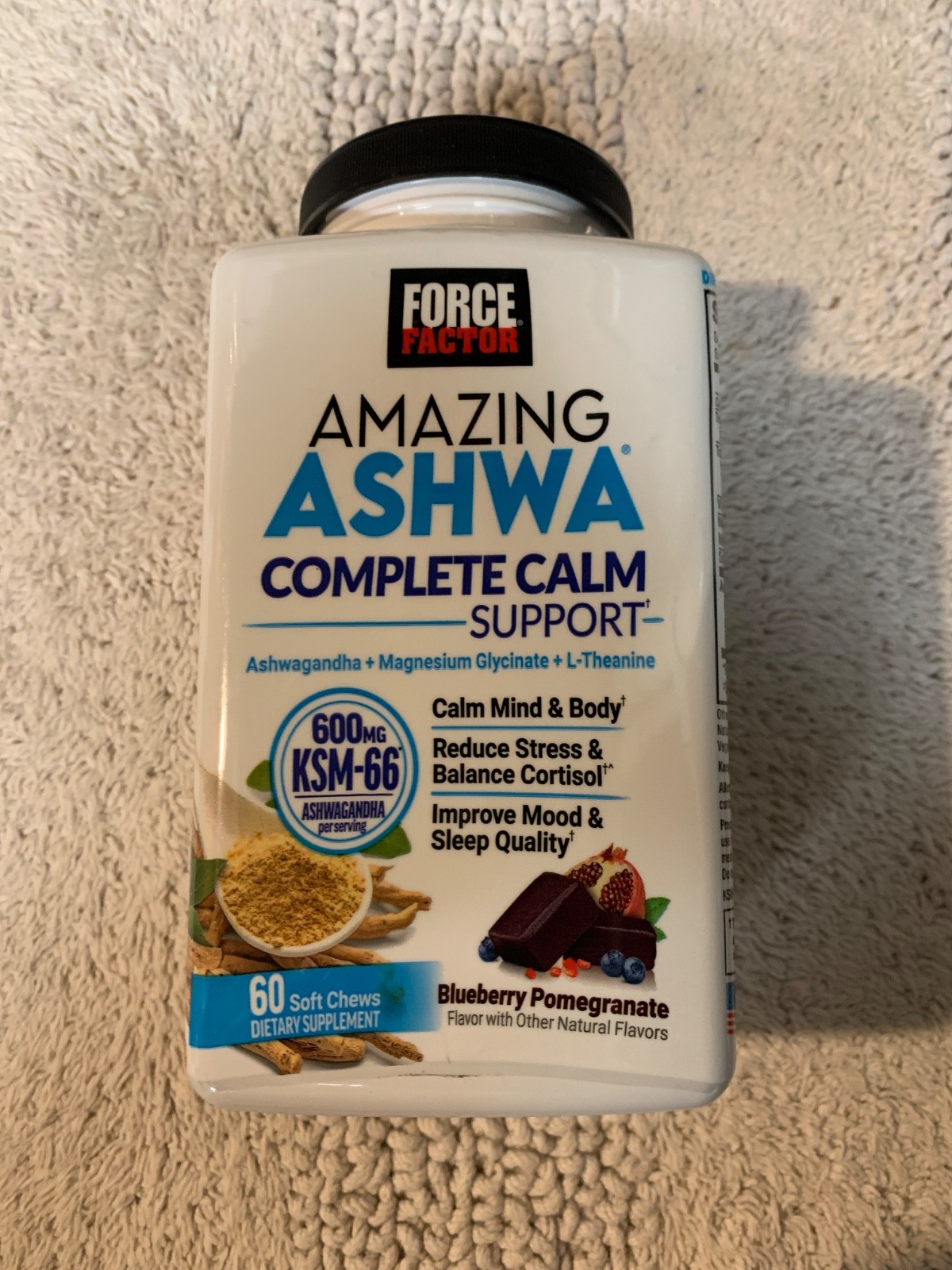 Force Factor Amazing Ashwa + Superfoods 60 Soft Chews Tripple Berry EXP FEB 27