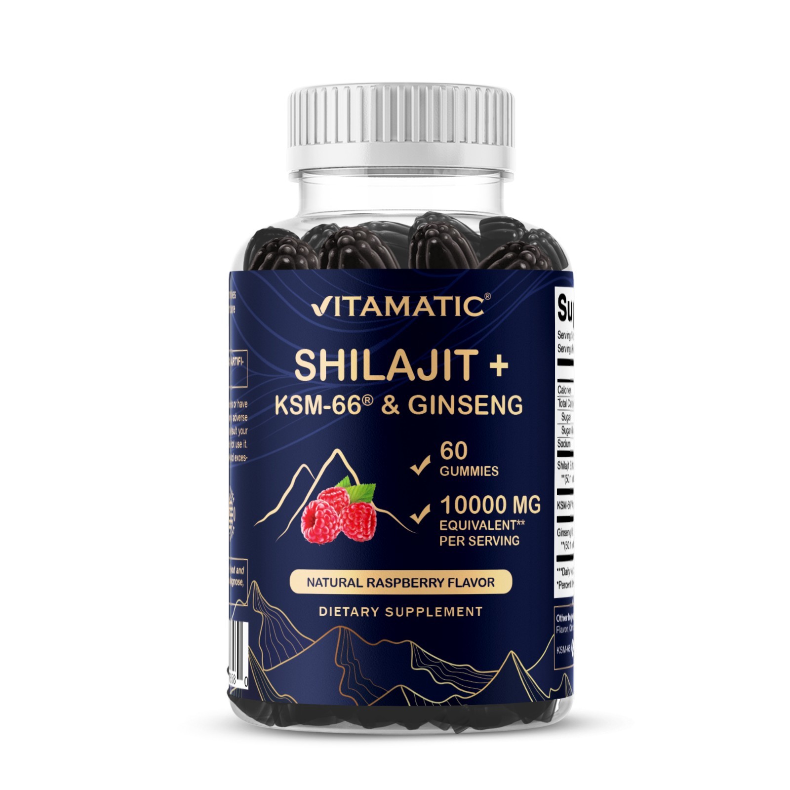 Vitamatic Shilajit with KSM-66® Ashwagandha & Ginseng 10,000 mg – 60 Gummies