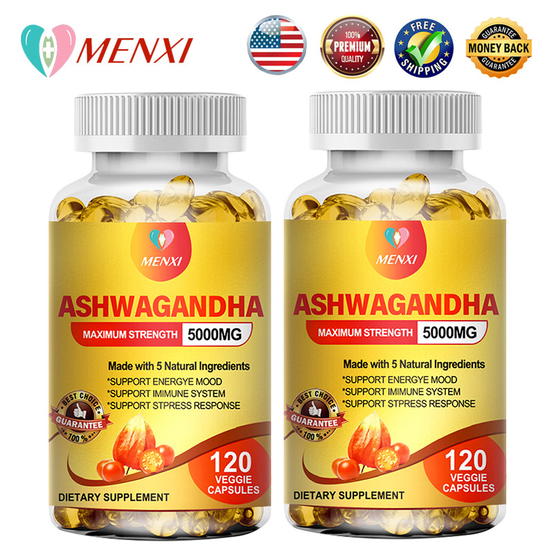 (2 Pack) Ashwagandha Capsules 5000mg Organic Root Extract Supplement Women & Men