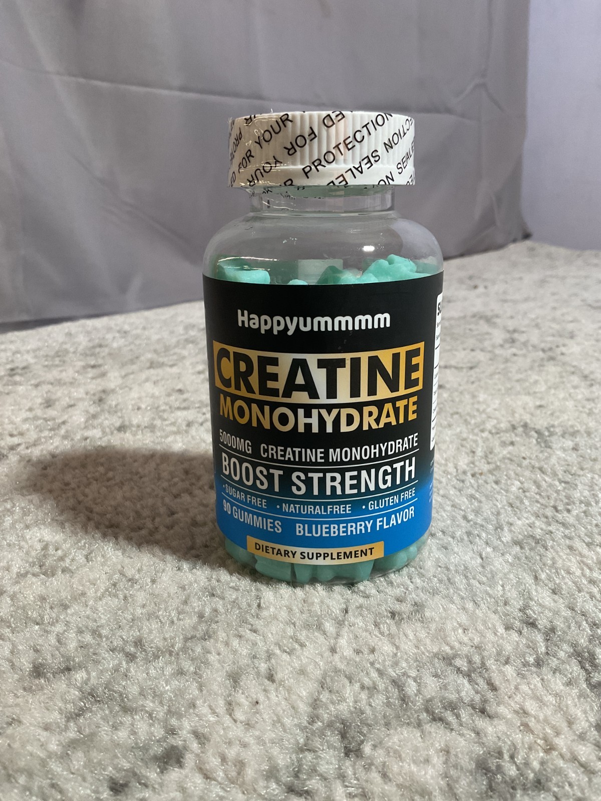 Happyummmm Creatine Monohydrate 5000MG 90 Gummies Blueberry Flavor Exp. 10/26