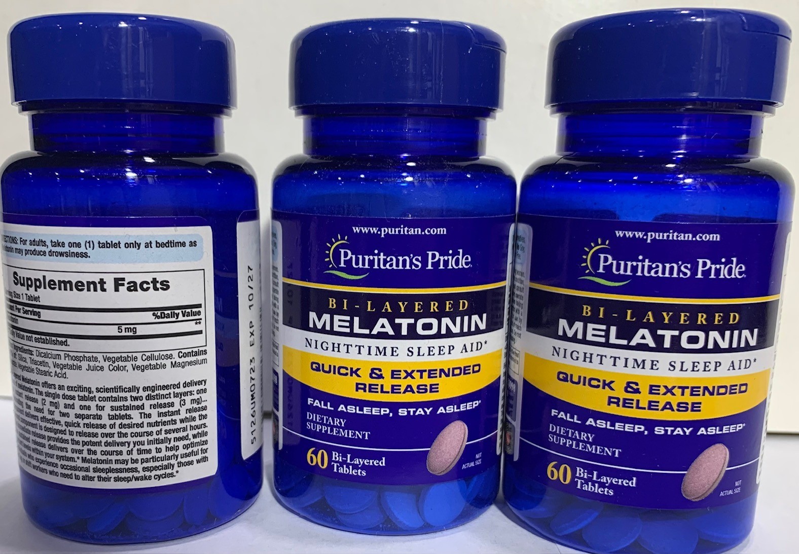Puritan’s Pride Bi-Layered Melatonin 5 mg – 60 Tablets (Pack of 3)