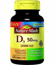 Nature Made Vitamin D3 2000 IU (50 mcg) 220 Tablets – Exp 01/26