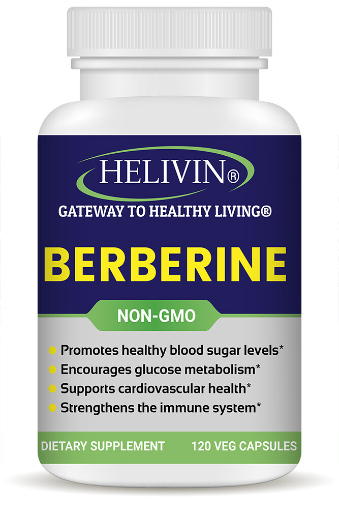 Helivin Berberine Supplement for Blood Sugar Support – 120 Veggie Capsules