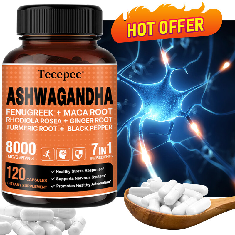 Ashwagandha 7 in 1 Capsules 8000mg – Reduces stress and anxiety, improves mood
