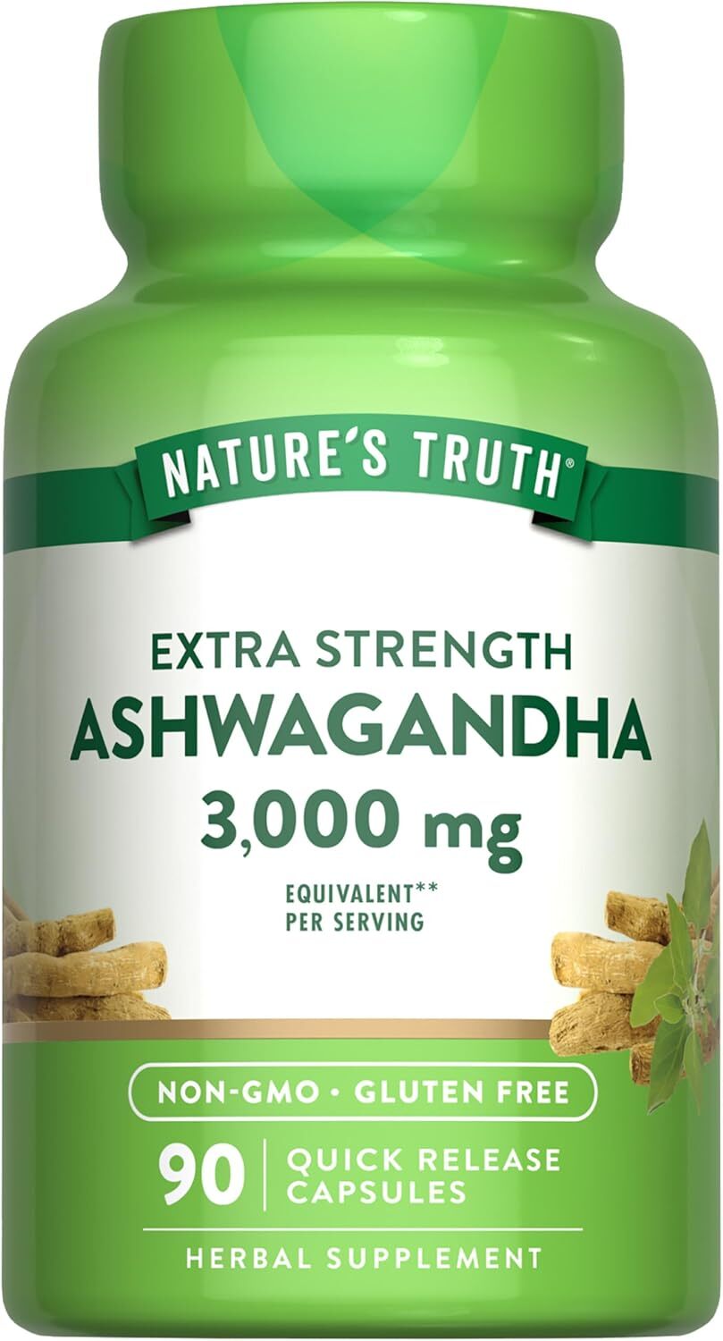 Ashwagandha Capsules 3000mg | 90 Count, Non-GMO, Gluten Free | by Nature’s Truth