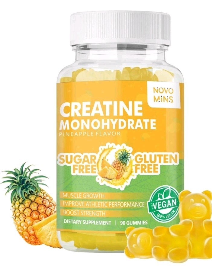 5000mg Creatine Monohydrate Gummies for Men & Women (90 Count)-Pineapple BBD2026