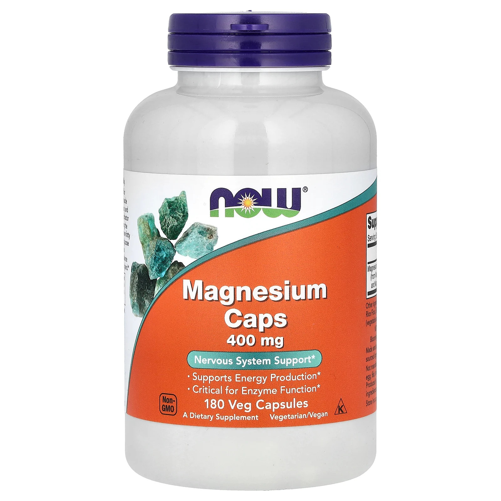 Now Foods Magnesium Caps 400 mg 180 Veggie Caps GMP Quality Assured, Vegan,