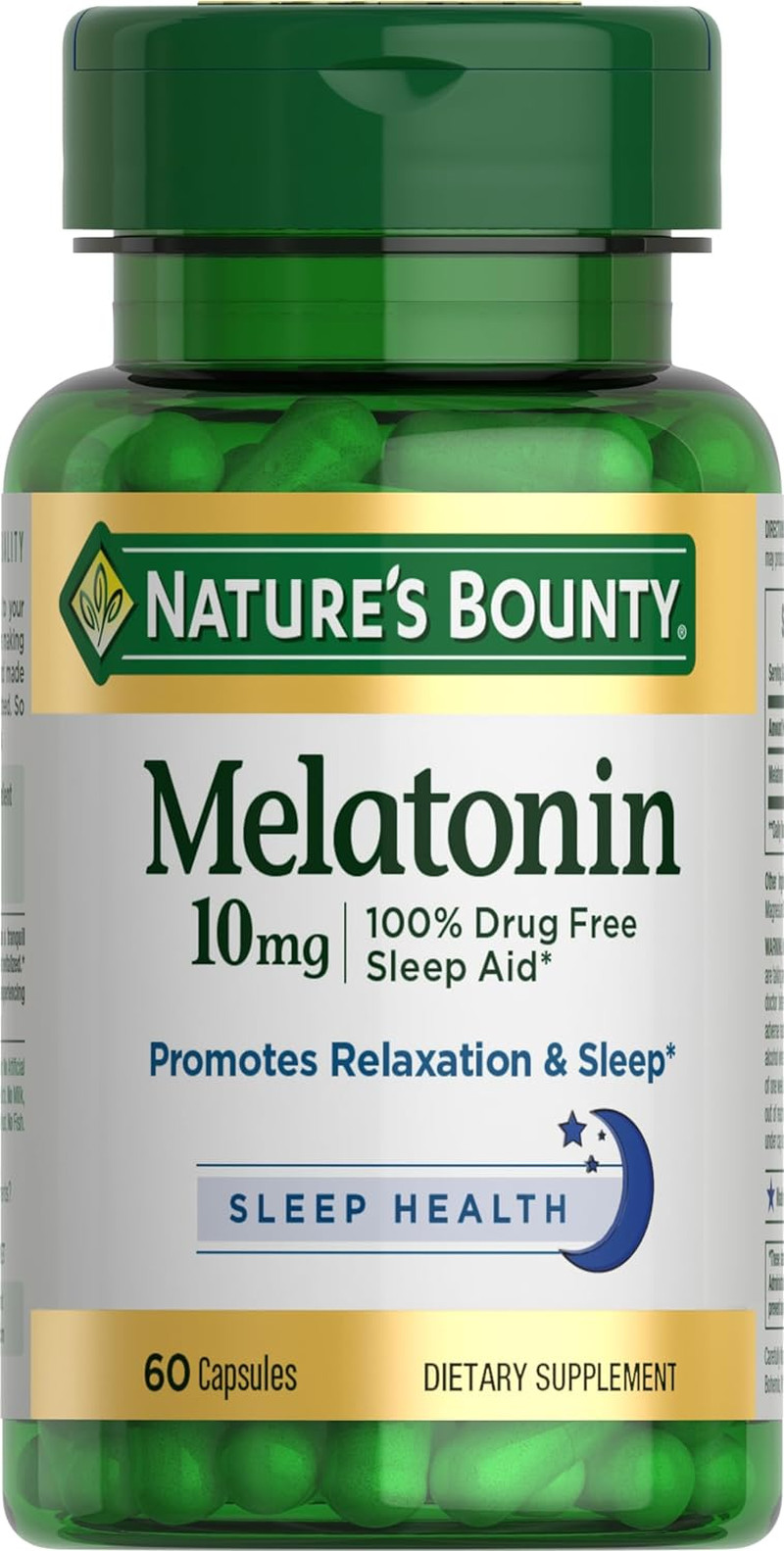 Nature’s Bounty Melatonin 10mg, 100% Drug-Free Sleep Aid, Dietary Supplement