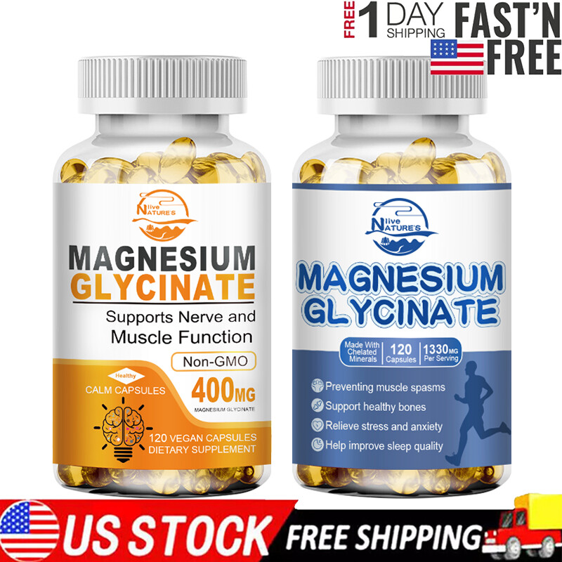 Magnesium Glycinate 400mg – 120 Capsules For Sleep, Stress Relief Support Bone