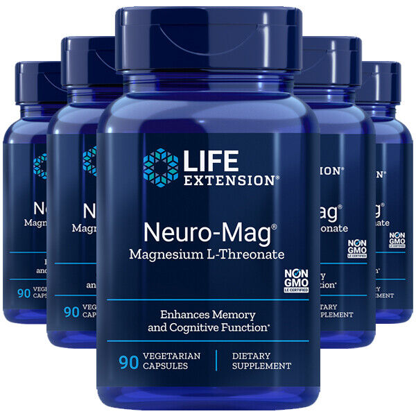 Neuro-Mag Magnesium L-Threonate from 2000 mg Magtein – Life Extension 5X90caps