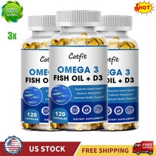 3xOmega 3 Fish Oil With Vitamin D3 Triple Strength Joint Support 1200mg EPA DHA
