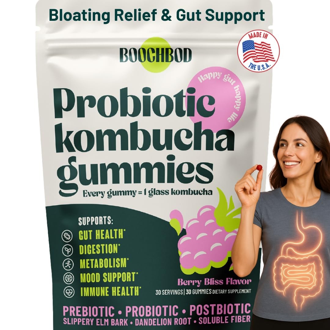 – Probiotic Kombucha Gummy – Prebiotics, Probiotics, Postbiotics, Fiber Suppl…