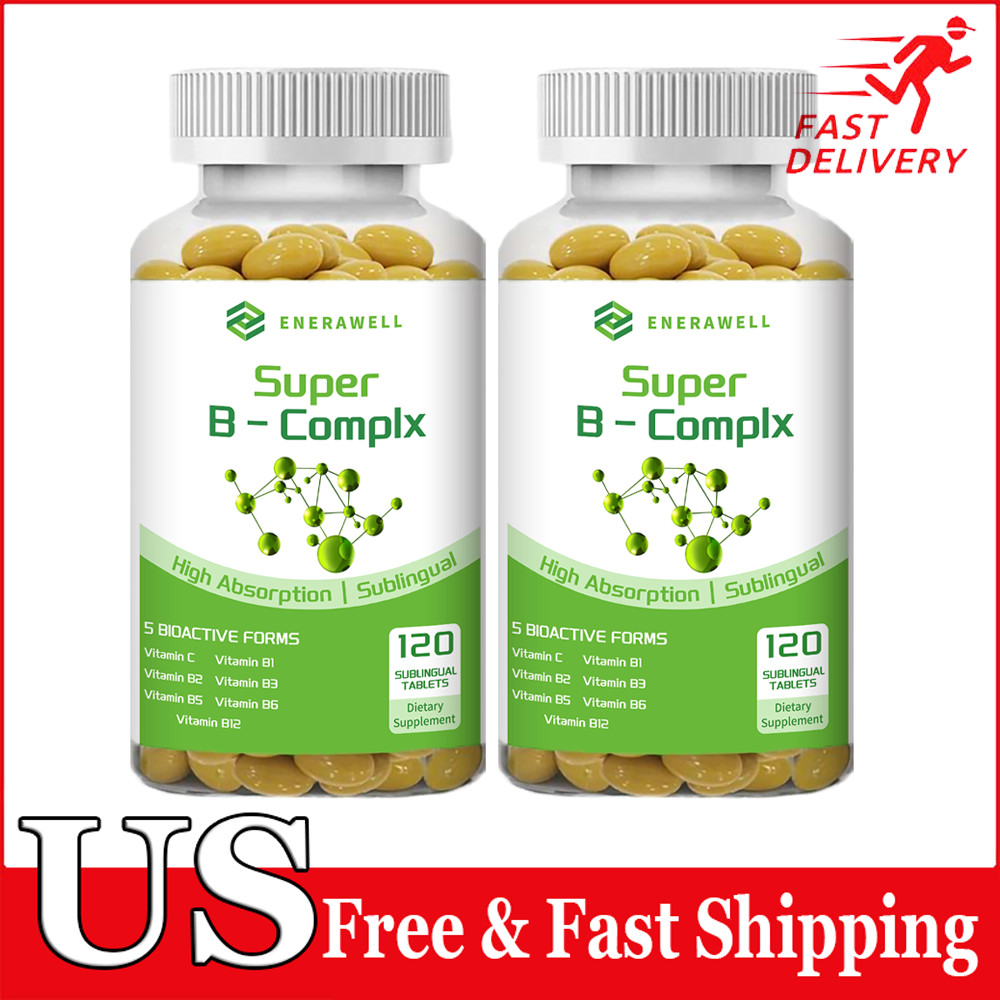 2 Bottles Vitamin B Complex 120Capsules B1,B2,B3,B5,B6,B12, Immune Support Pills