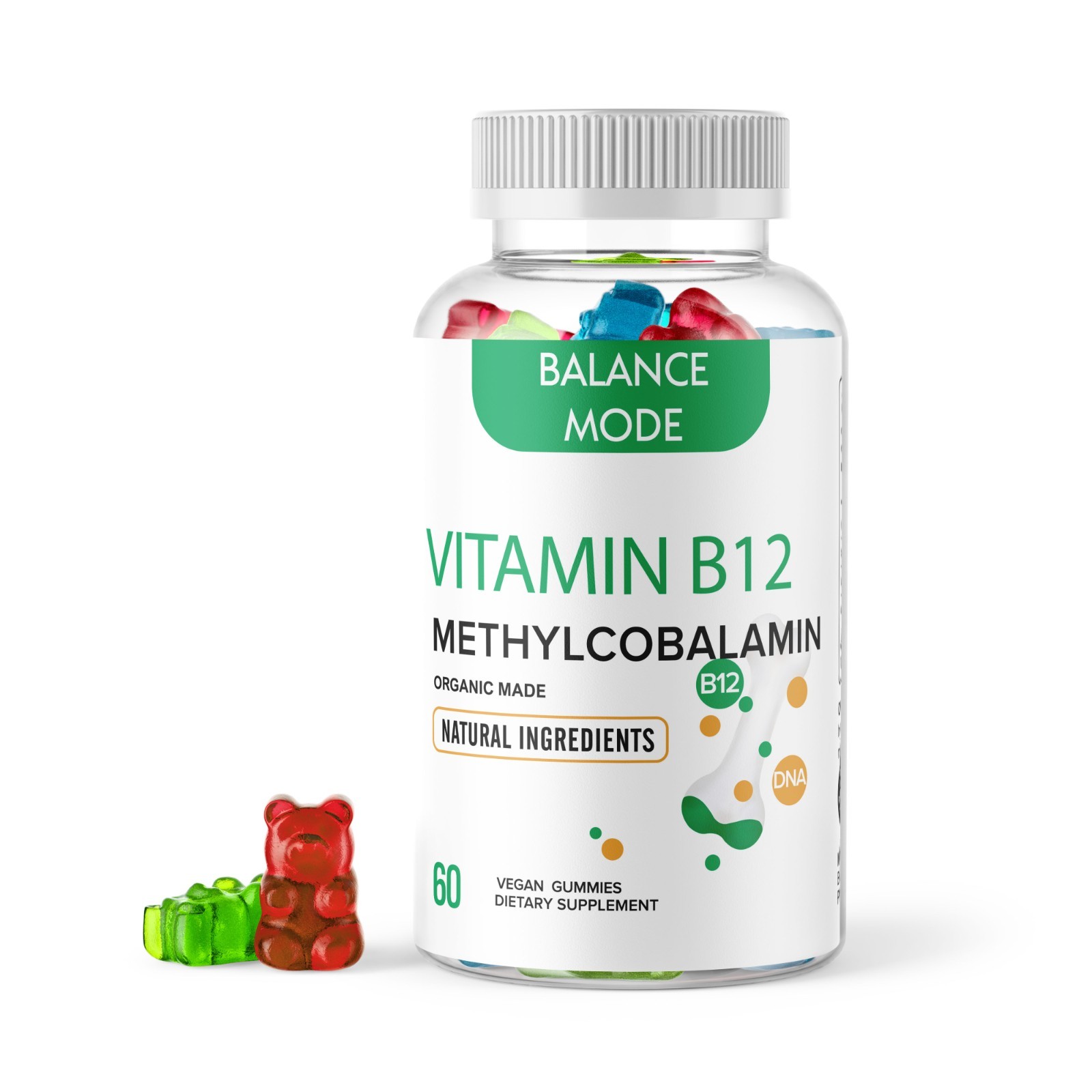 1 Vitamin B12 Methylcobalamin 5000mcg 60 Gummies High Potency Brain Support USA