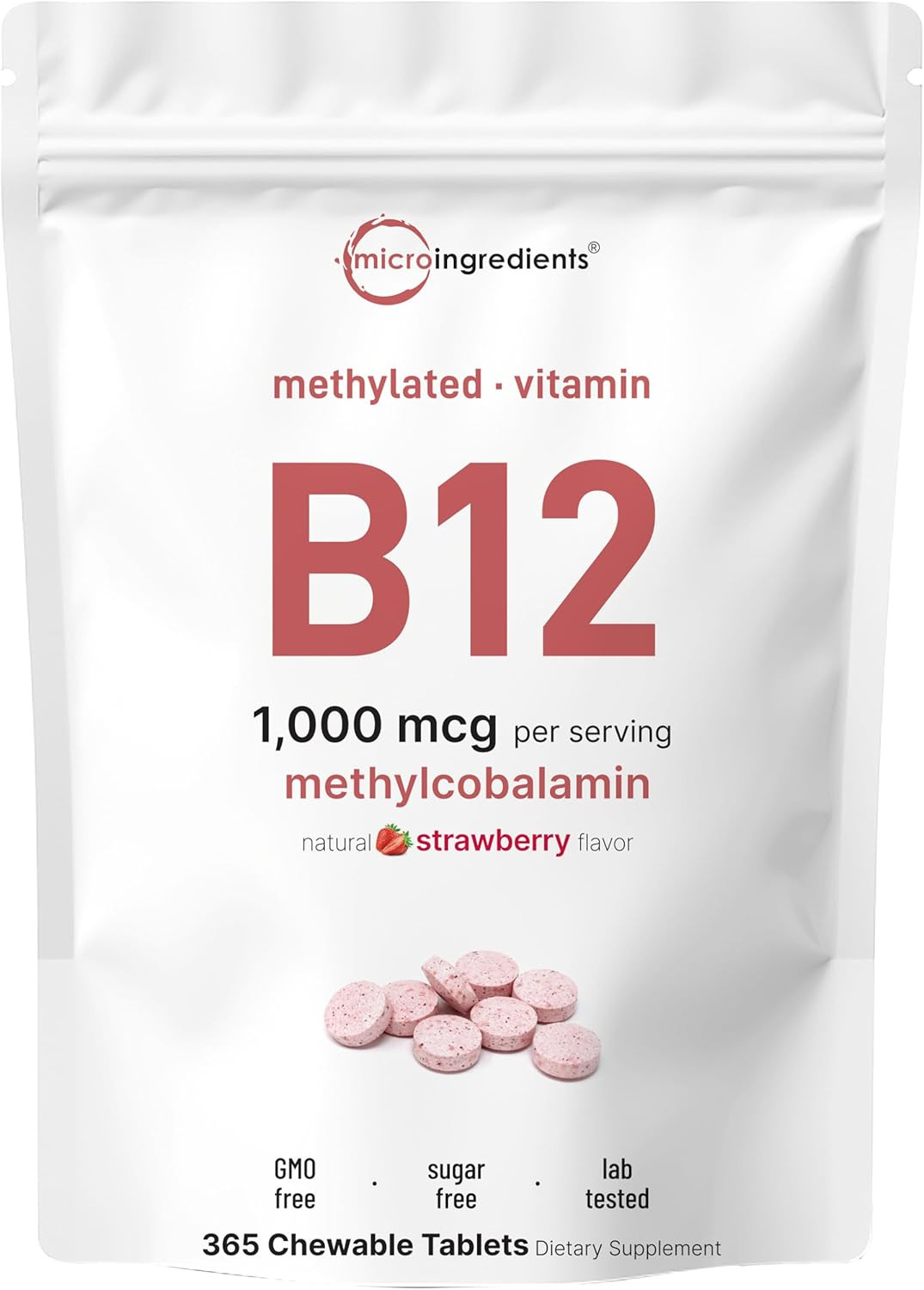 Vitamin B12 1,000 Mcg | Methylcobalamin – 365 Chewable Tablets | Fast Dissolve,
