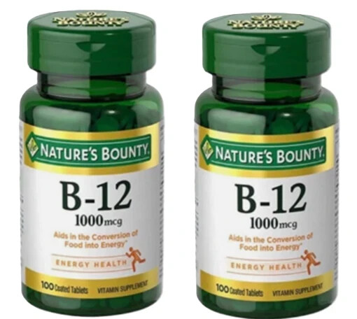 (Pack 2) Nature’s Bounty Vitamin B-12 1000 mcg Tablets 100 Each 01/27