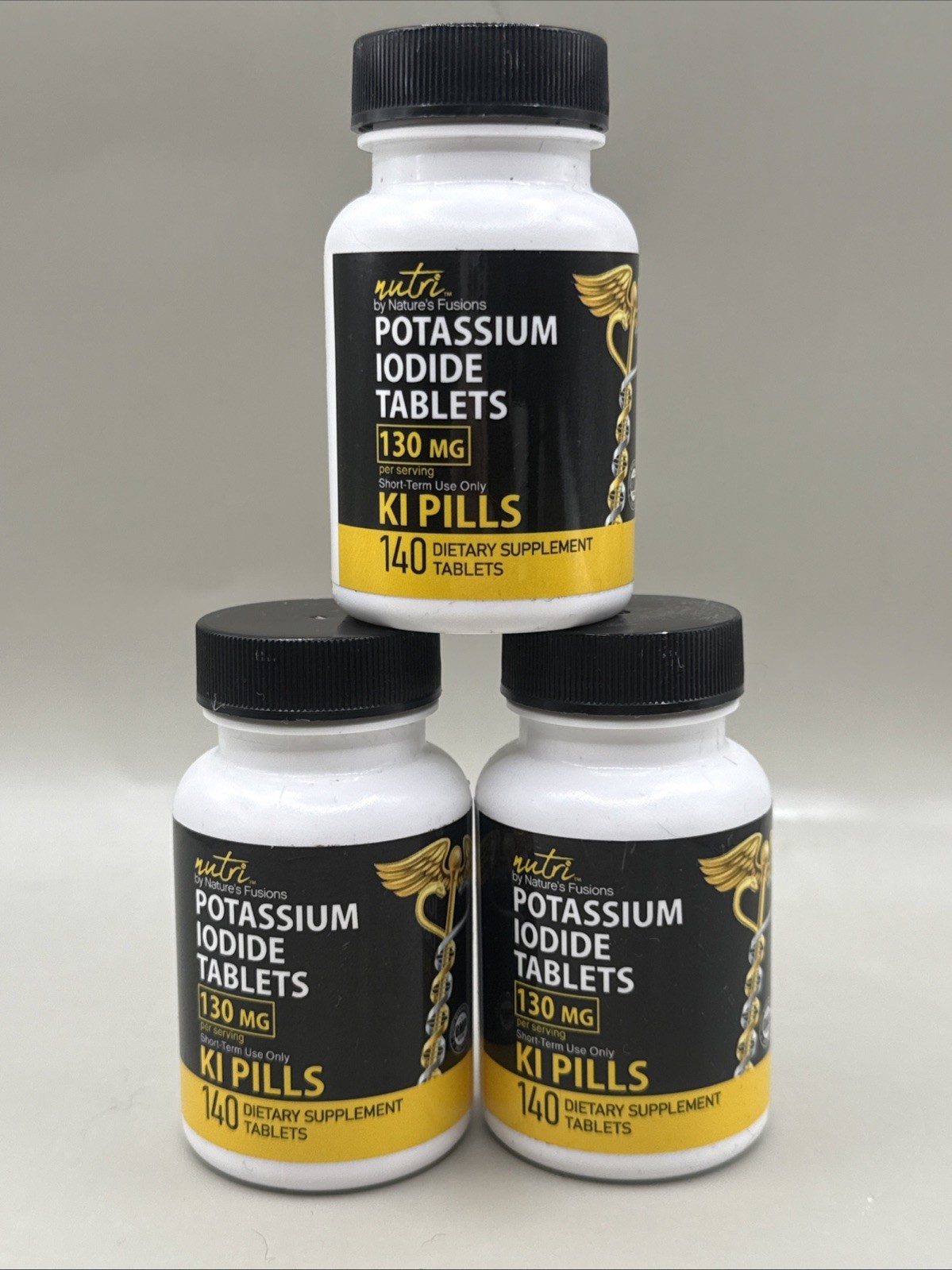KI Potassium + Iodide Tablets 130 MG 140 Tablets 3-Pack Survival Kit Exp 2033
