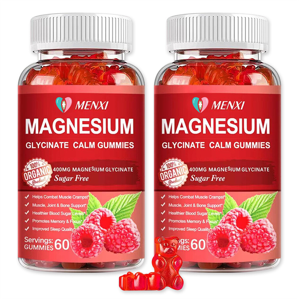 2Packs Magnesium Glycinate Gummies Bone,Heart Nervous System Health Supplement