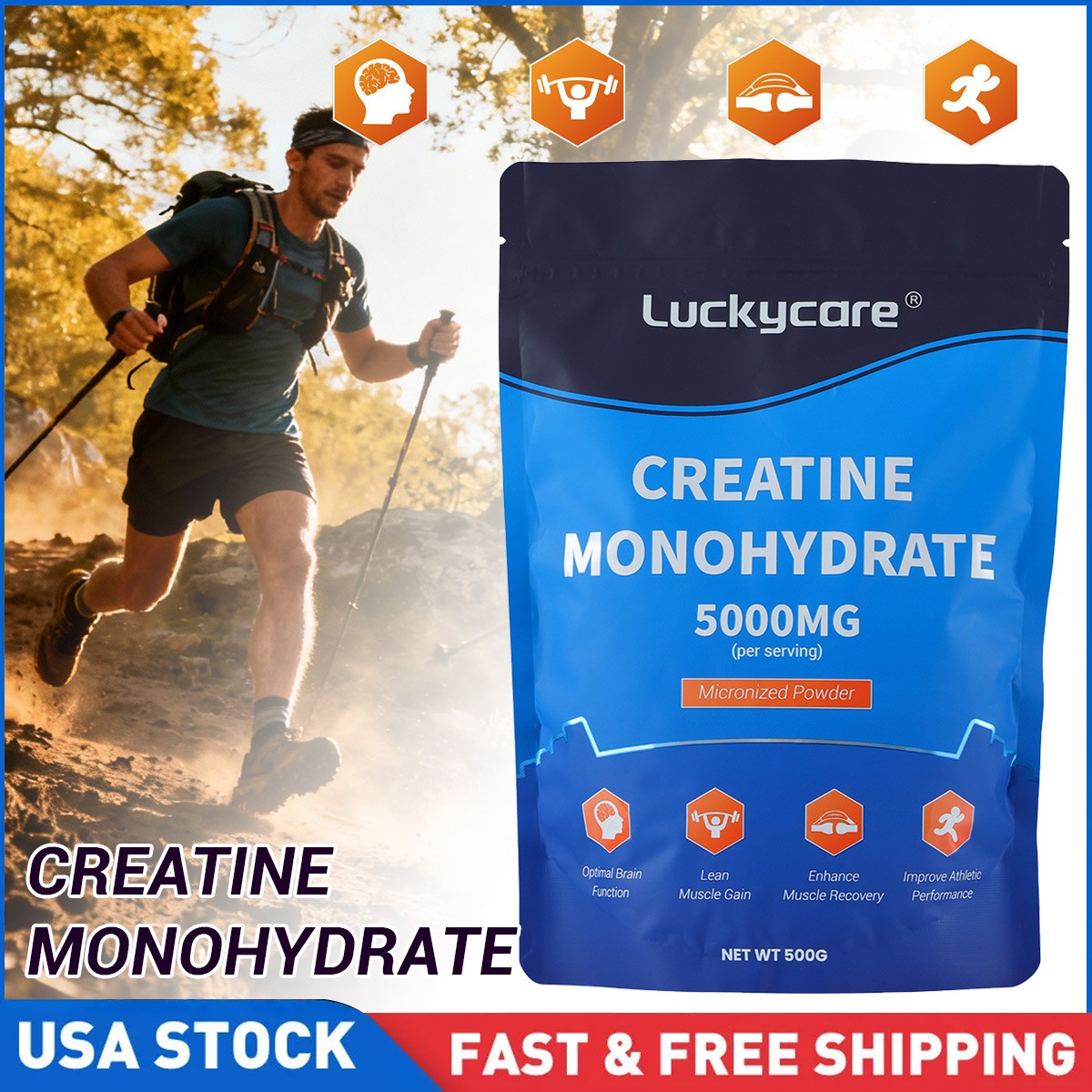 Pure Creatine Monohydrate 500 Gram Powder Micronized 100 Servings 5g Per Serving