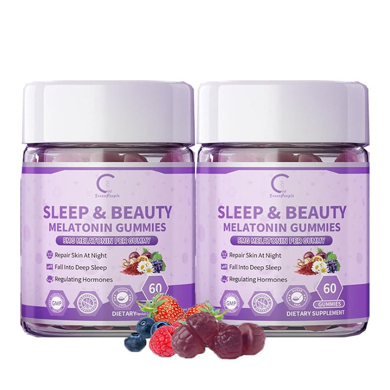 2-Pack Natural Melatonin Gummies for for Insomnia & Sleep Women Skin Beauty
