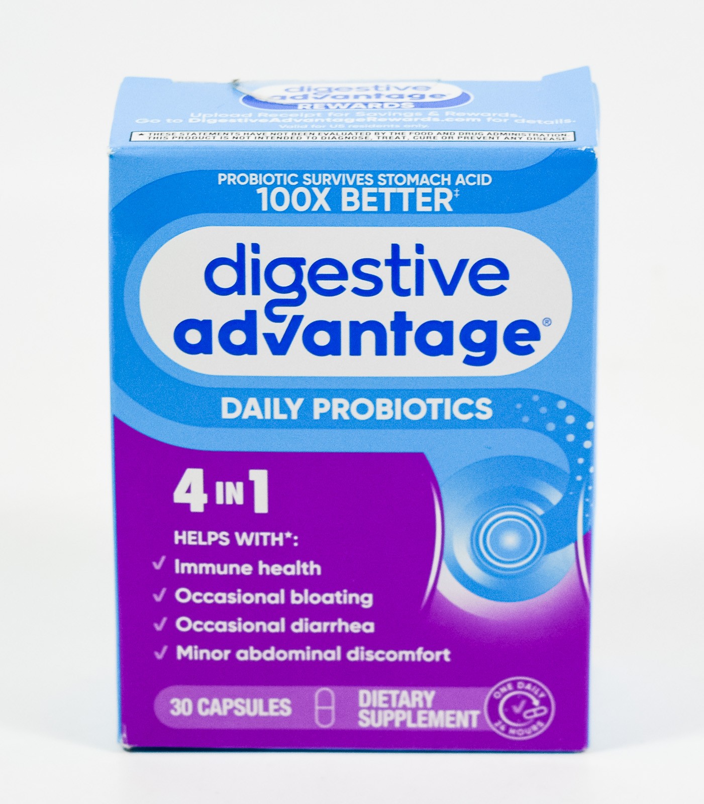 Digestive Advantage 4 IN 1 Daily Probiotic 30 Capsules NIB 07/2027