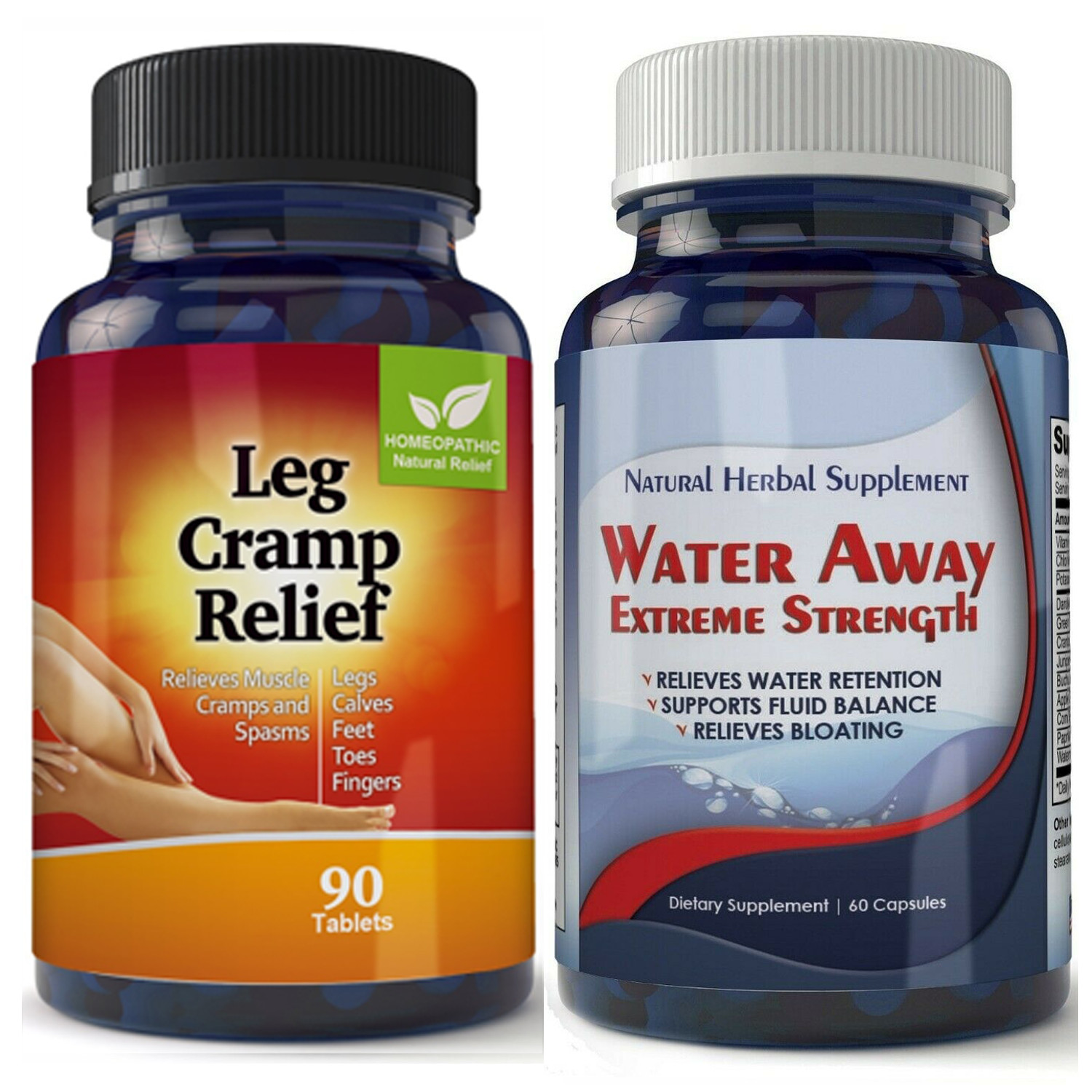 Water Away Diuretic Fluid Balance Supplement Leg Cramp Muscle Spasm Relief Pills