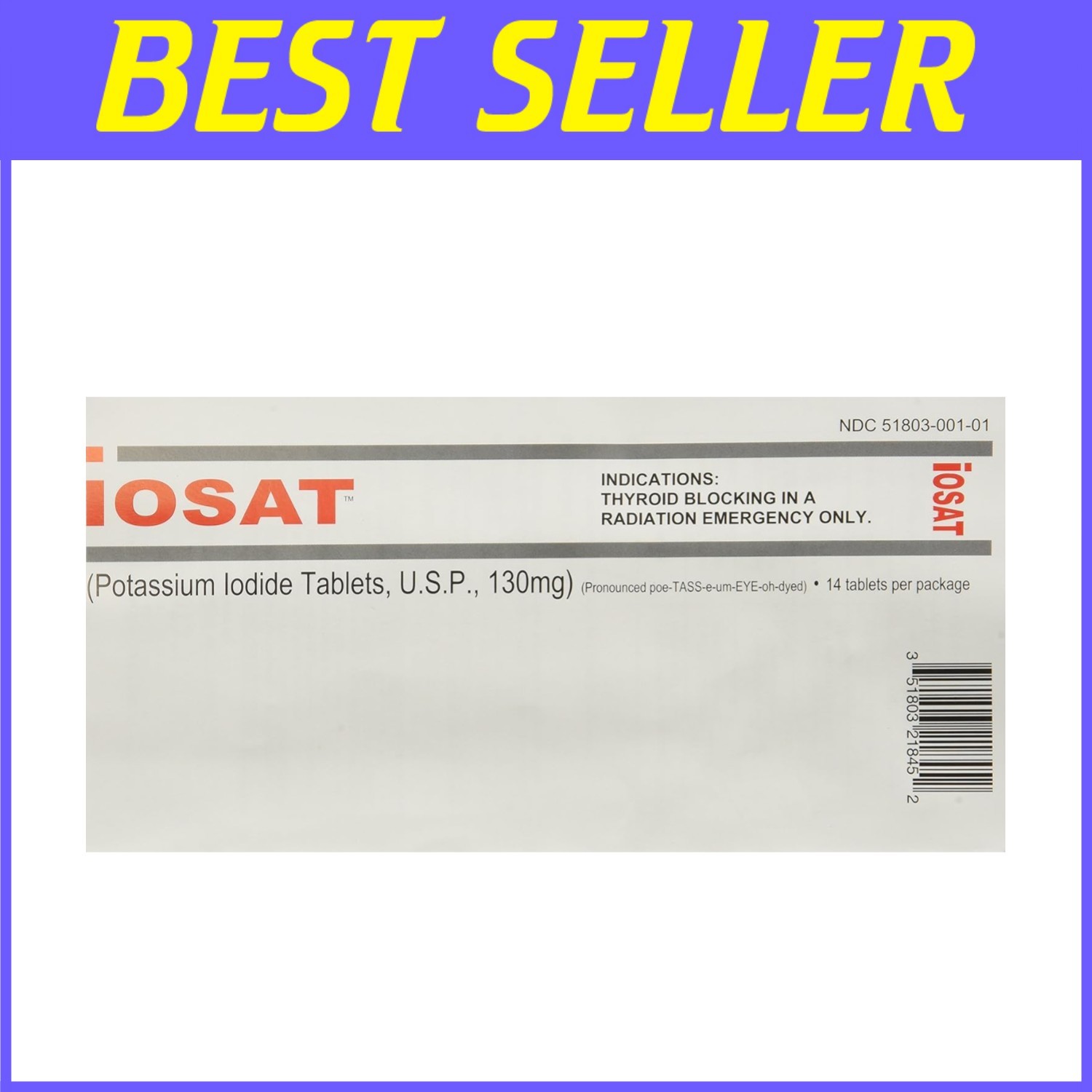 IOSAT Potassium Iodide, 130mg, 5ct x 14
