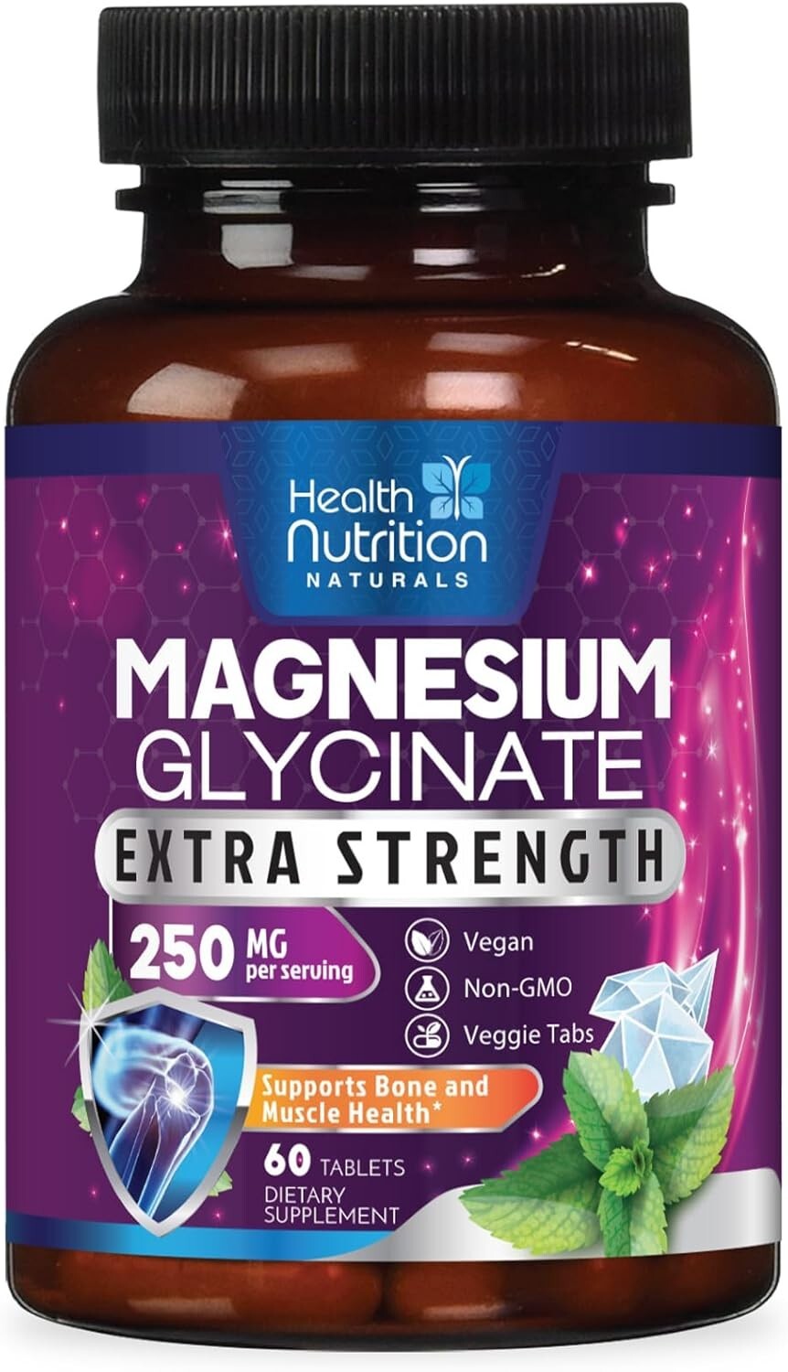 Magnesium Glycinate 250mg – High Absorption Chelated Tablets for Muscle, Nerve,