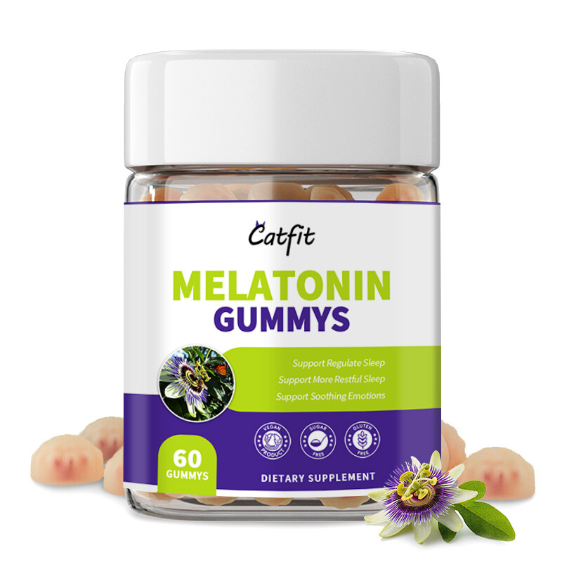 Catfit Melatonin 5mg Gummies – Sleep Support,Non-GMO,Gluten Free,Calm& Relax