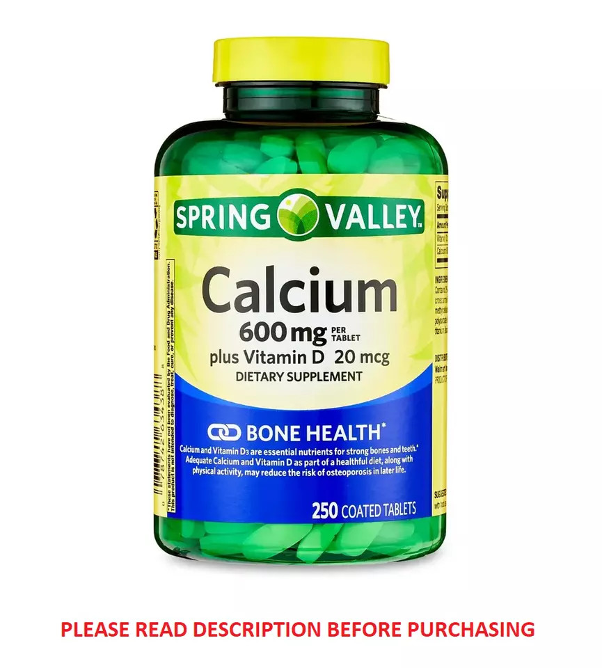 Spring Valley Calcium Supplement 600mg with Vitamin D 20mcg Bone Health 250-CT