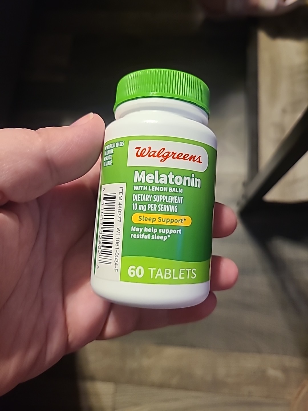 Walgreens Melatonin Sleep Support With Lemon Balm Extract 60 ct 10 mg Exp. 1/28