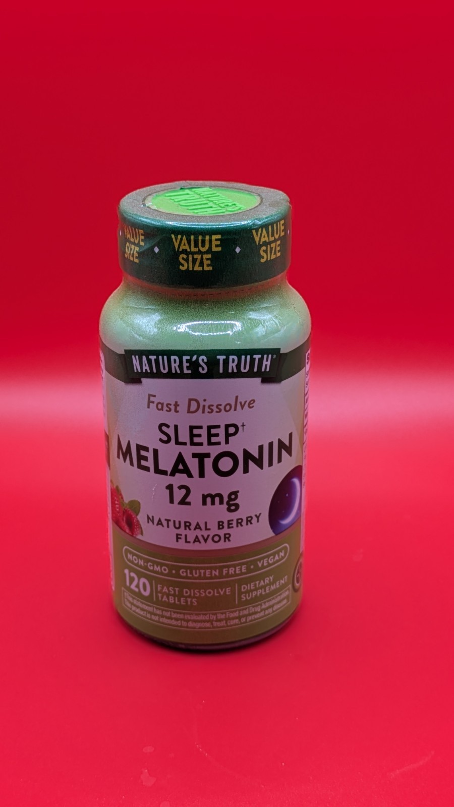 Melatonin 12mg Fast Dissolve Tablets 120 Count Natural Berry Flavor Extra Str…