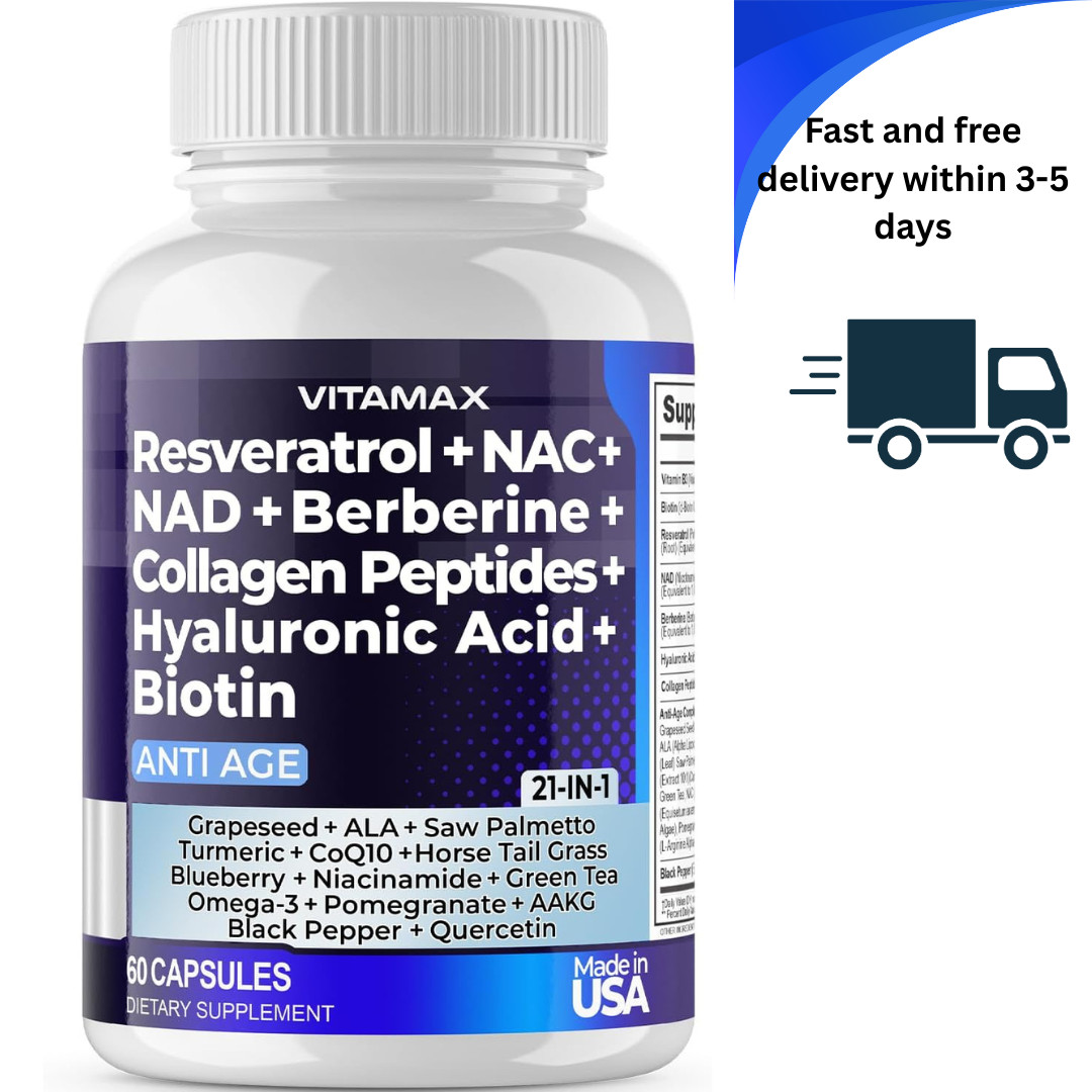 Resveratrol NAD+ Berberine Hyaluronic Acid – Biotin Grape & Blueberry  60 capsul