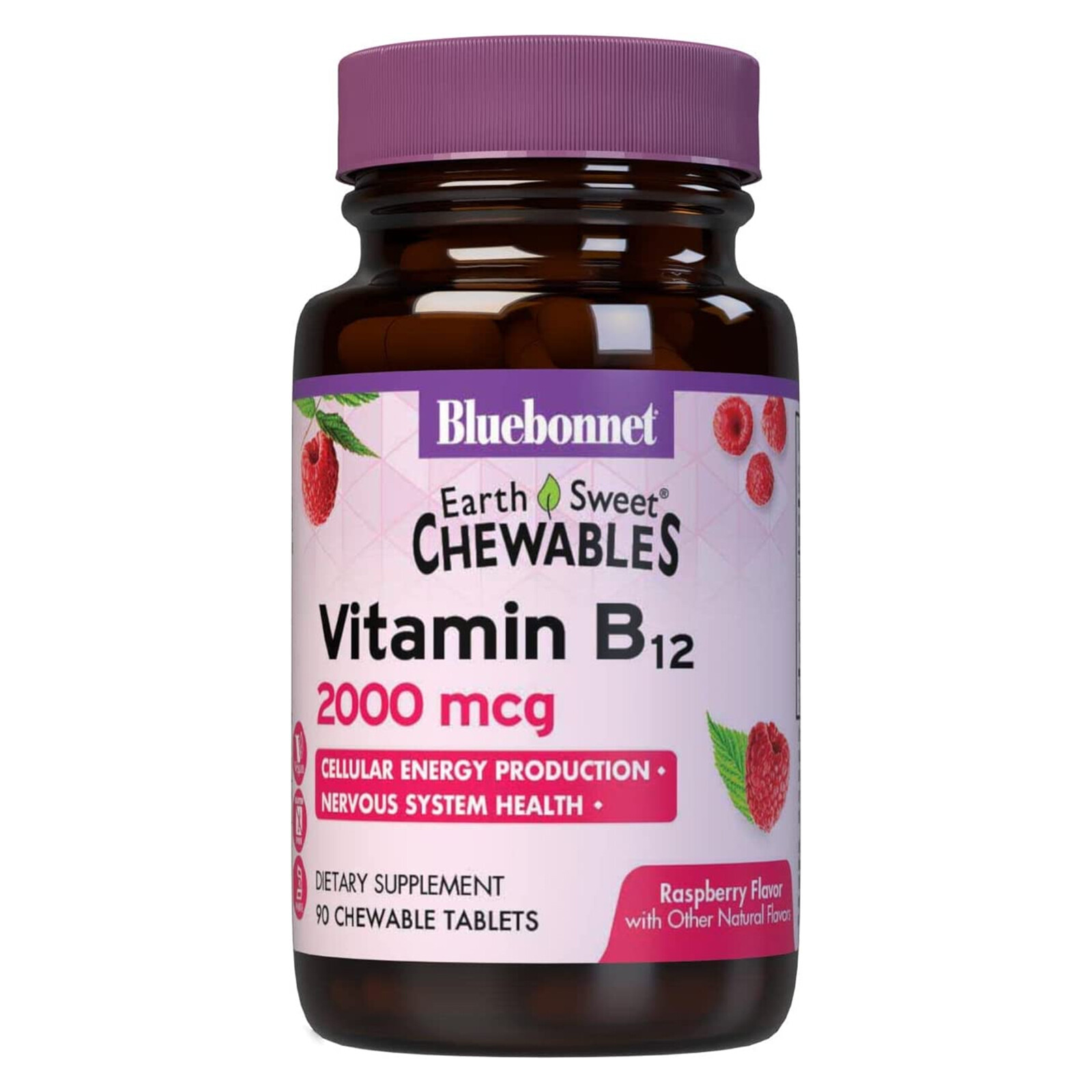 Bluebonnet Earthsweet Chewables Vitamin B-12 2000 Mcg Raspberry 90 Tablets