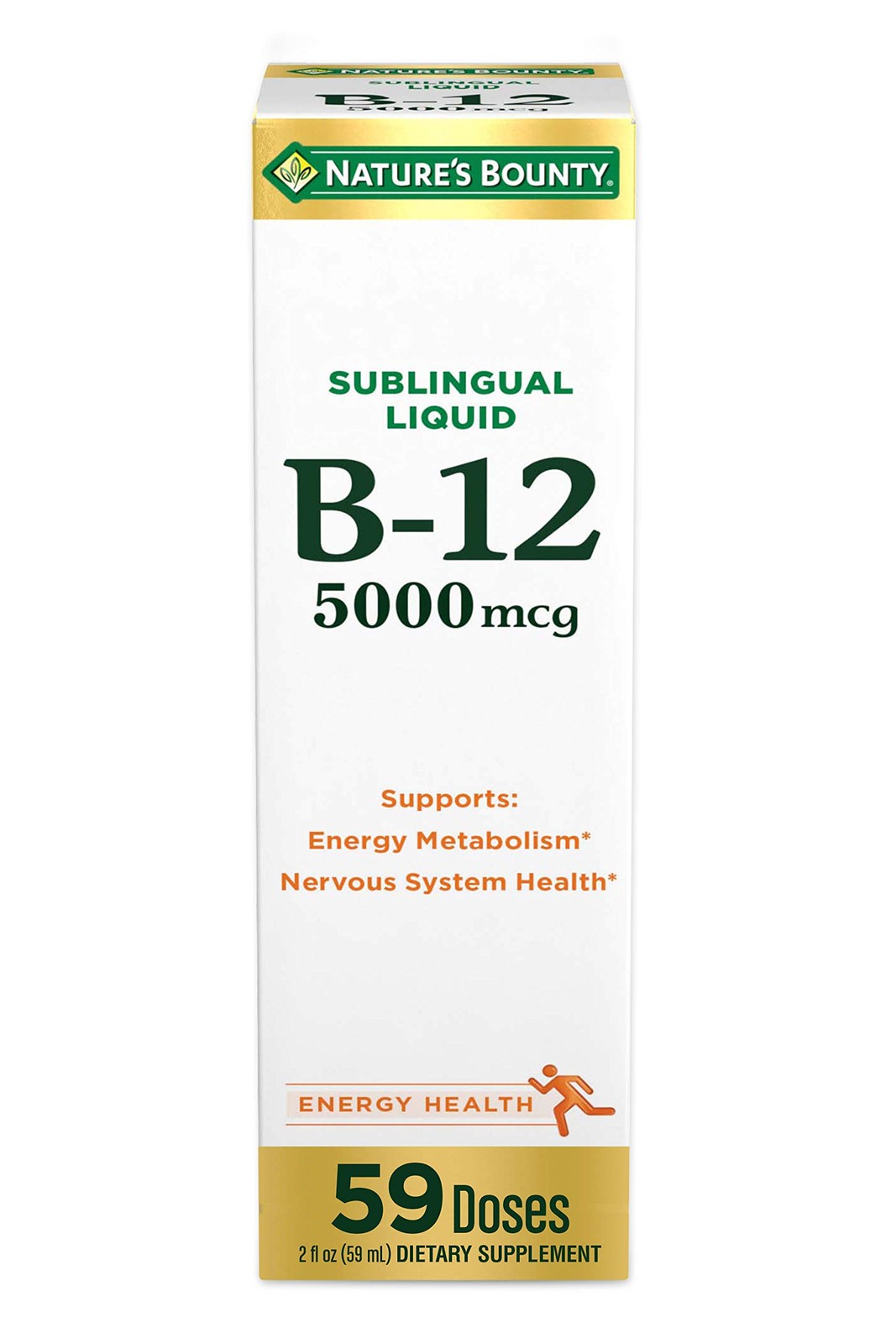 Nature’s Bounty B-12 5000 mcg Sublingual Liquid Energy Health,2 Fl Oz (1 Count)