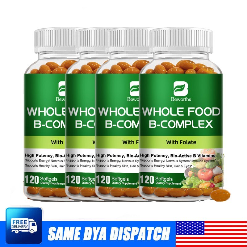 Vitamin B Complex 120 Capsules B1,B2,B3,B5,B6,B7,B9,B12, Immune Support Pills