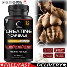 Organic Creatine Monohydrate Capsules Increase Energy&Speed Recovery 90Pills