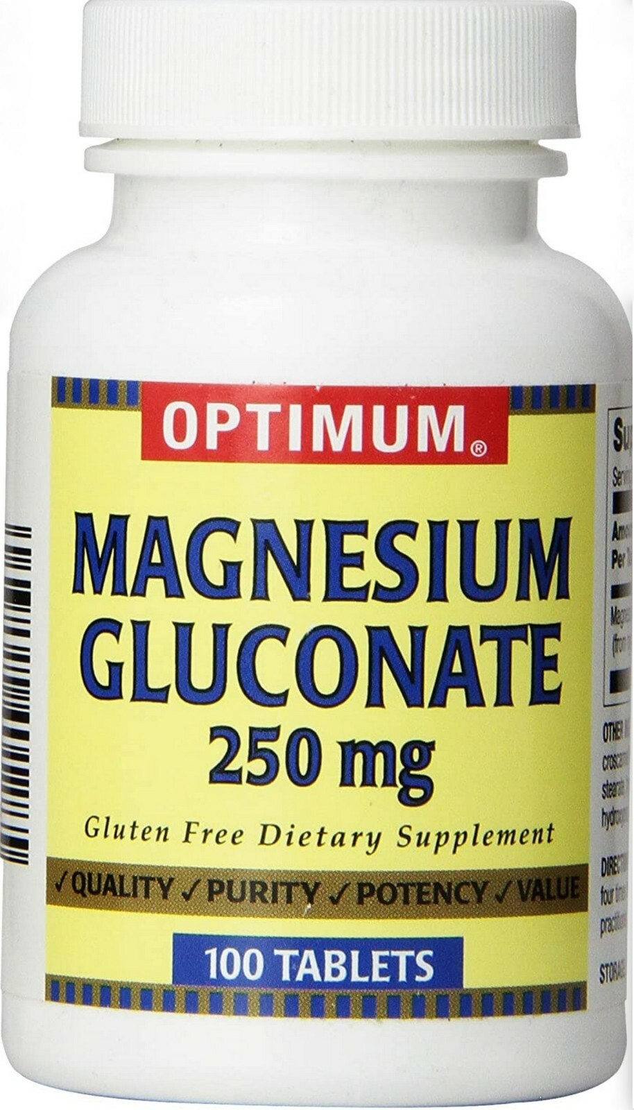 Optimum Magnesium GLUCONATE 250mg 100ct  HIGH ABSORBANCE –Gerimed