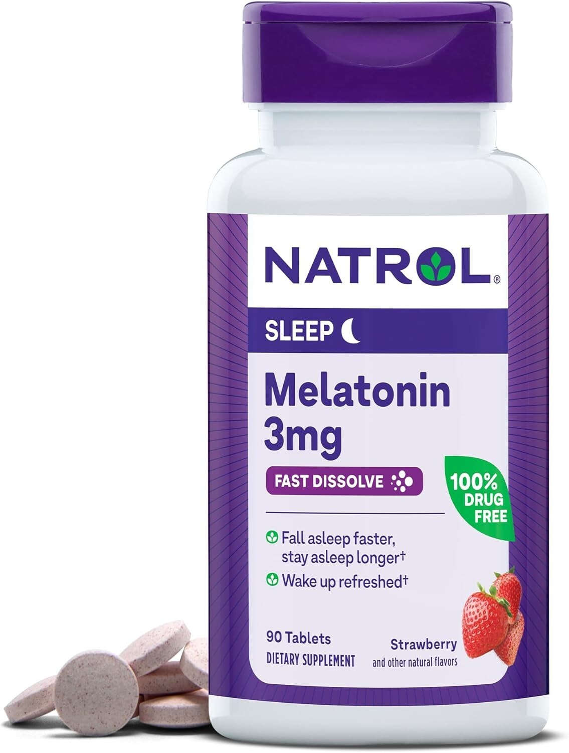 Natrol Melatonin 3mg, Strawberry-Flavored, 90 Dissolve Tablets – US SELLER