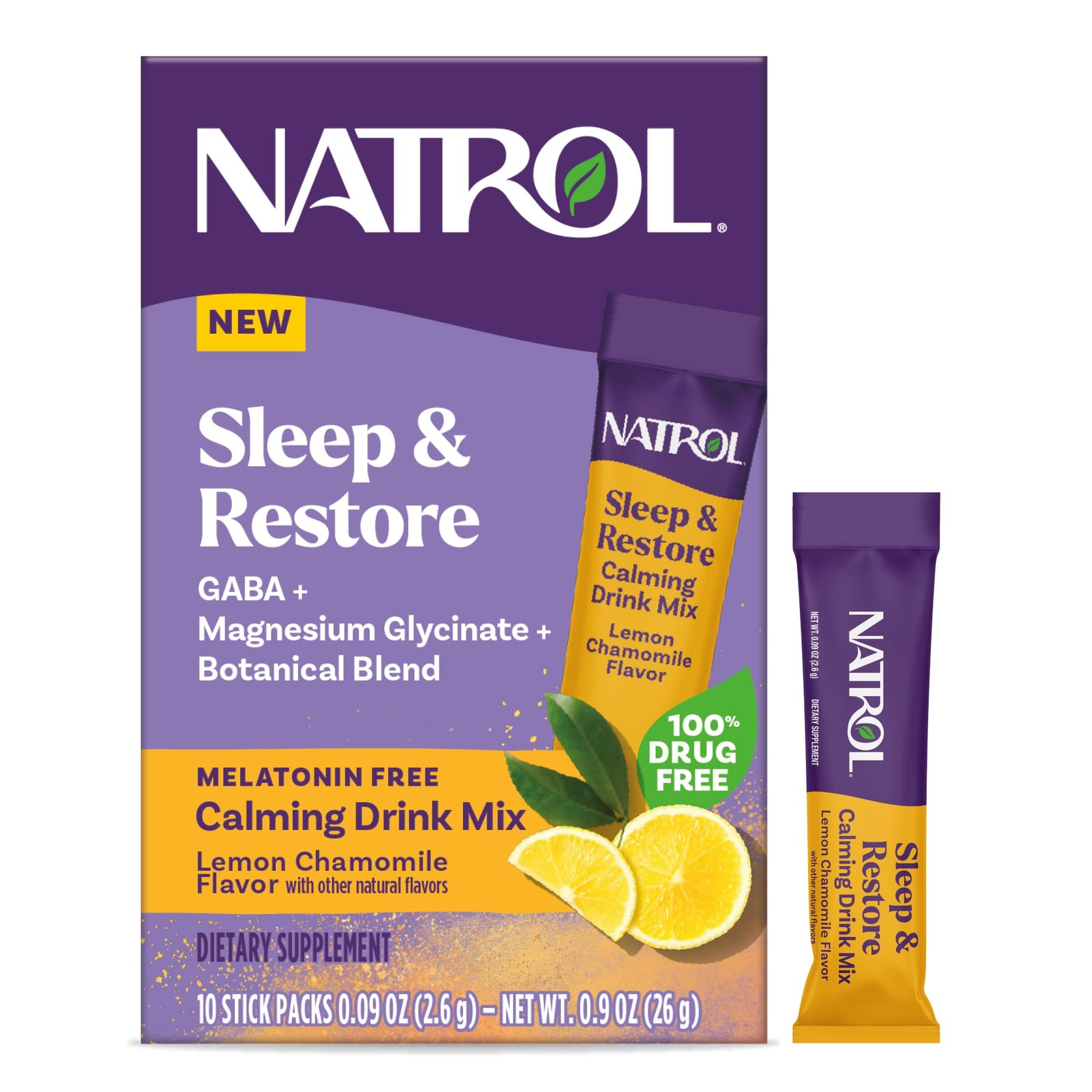 Natrol Sleep + Restore Calming*03/2027*Drink Mix with Magnesium Glycinate,