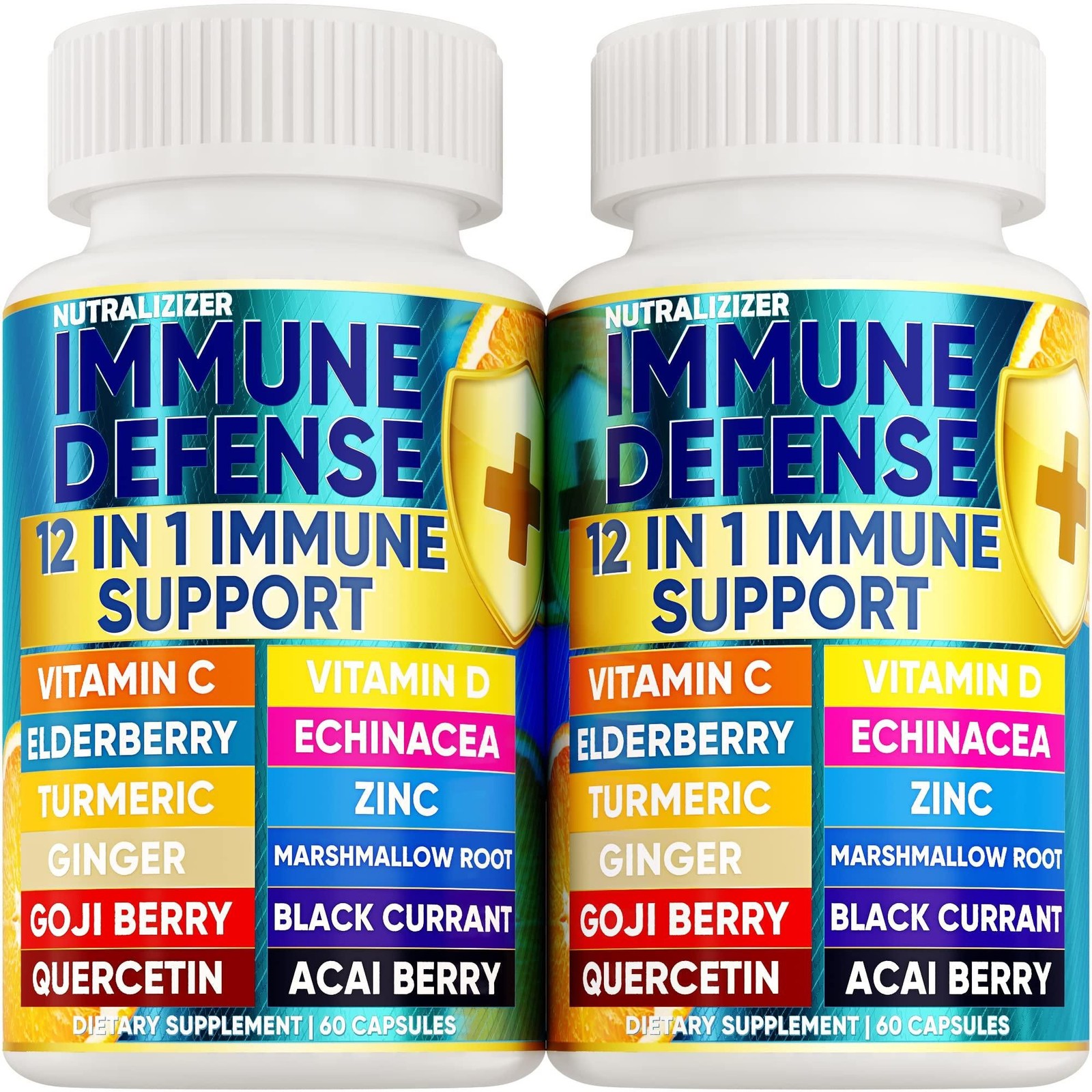 12 in 1 Premium Immune Defense Vitamins Immune Supplement w Vitamin D3 5000 IU V