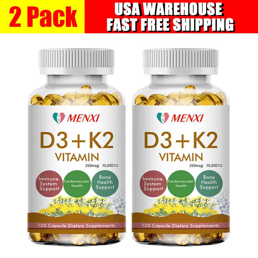 Powerful Vitamin D3 K2 Capsules – Extra Strength D3 K2 Supplements with 10000 IU