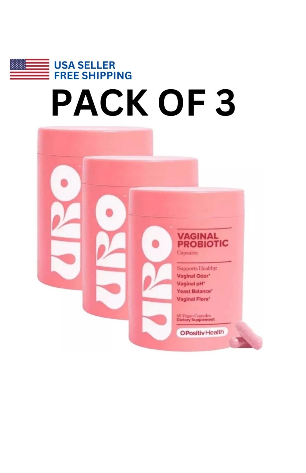 3 PACK URO O Positiv Vaginal Probiotics for Women pH Balance w/ Prebiotic US
