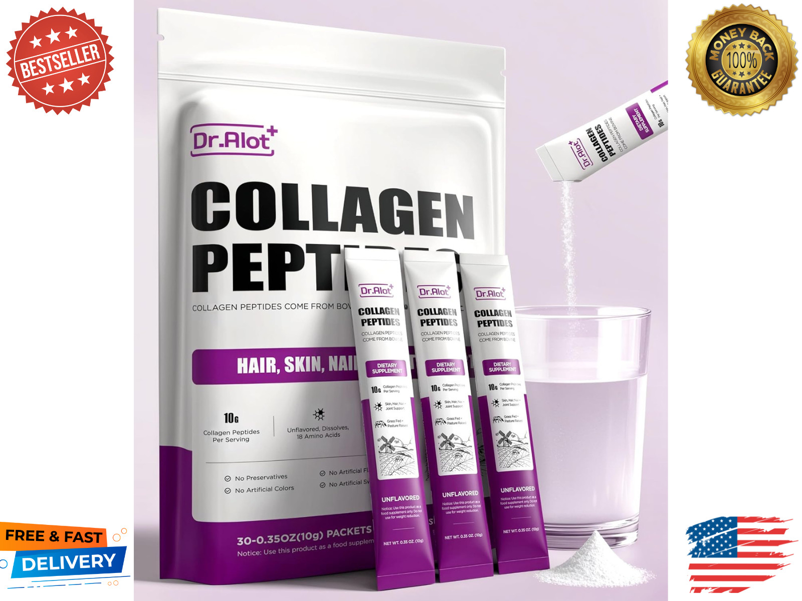 2X Boost Collagen Peptides Powder – Hair, Skin & Nail Health, Anti-Aging Supplem