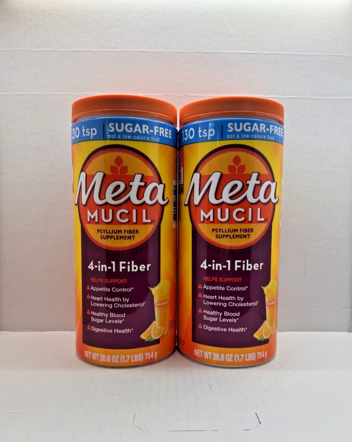 Metamucil Psyllium Fiber Supplement, Orange Sugar-Free 4-in-1, 260 Servings