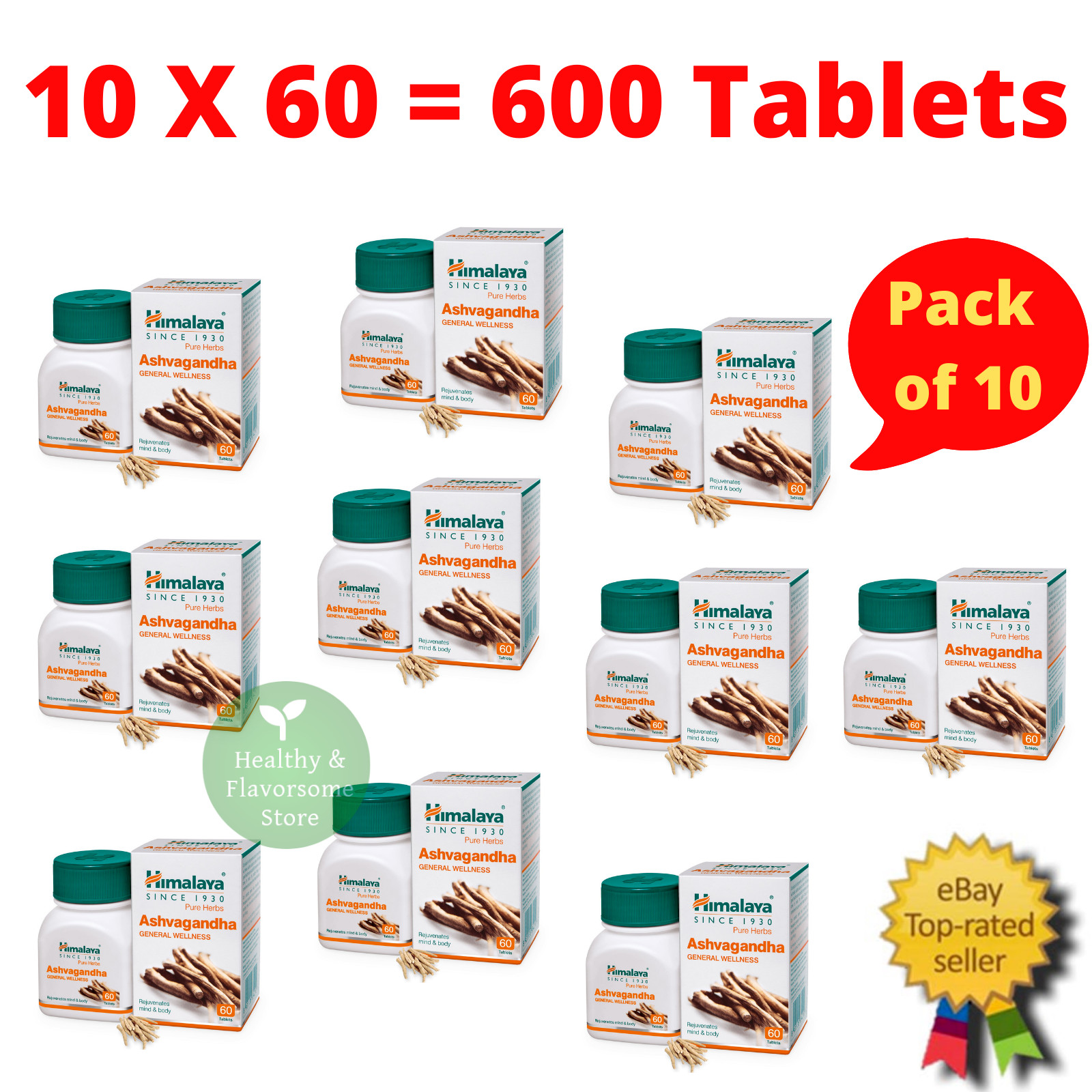 Himalaya Ashwagandha 600 Tablets | Stress Relief & Wellness Support | 10 BOXES