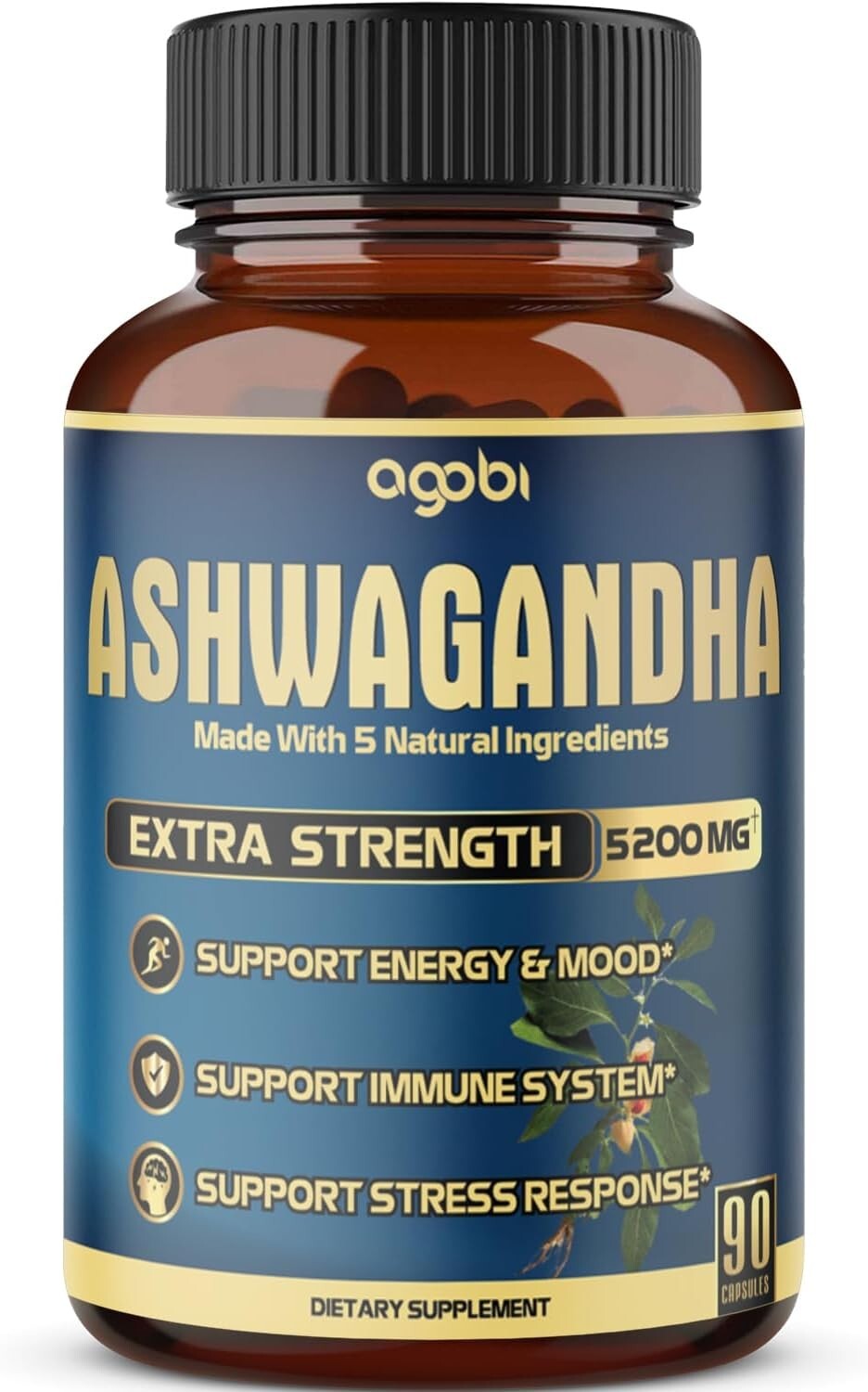 Ashwagandha Capsules 5200mg, 3 Month Supply, Highest Potency Turmeric Pepper