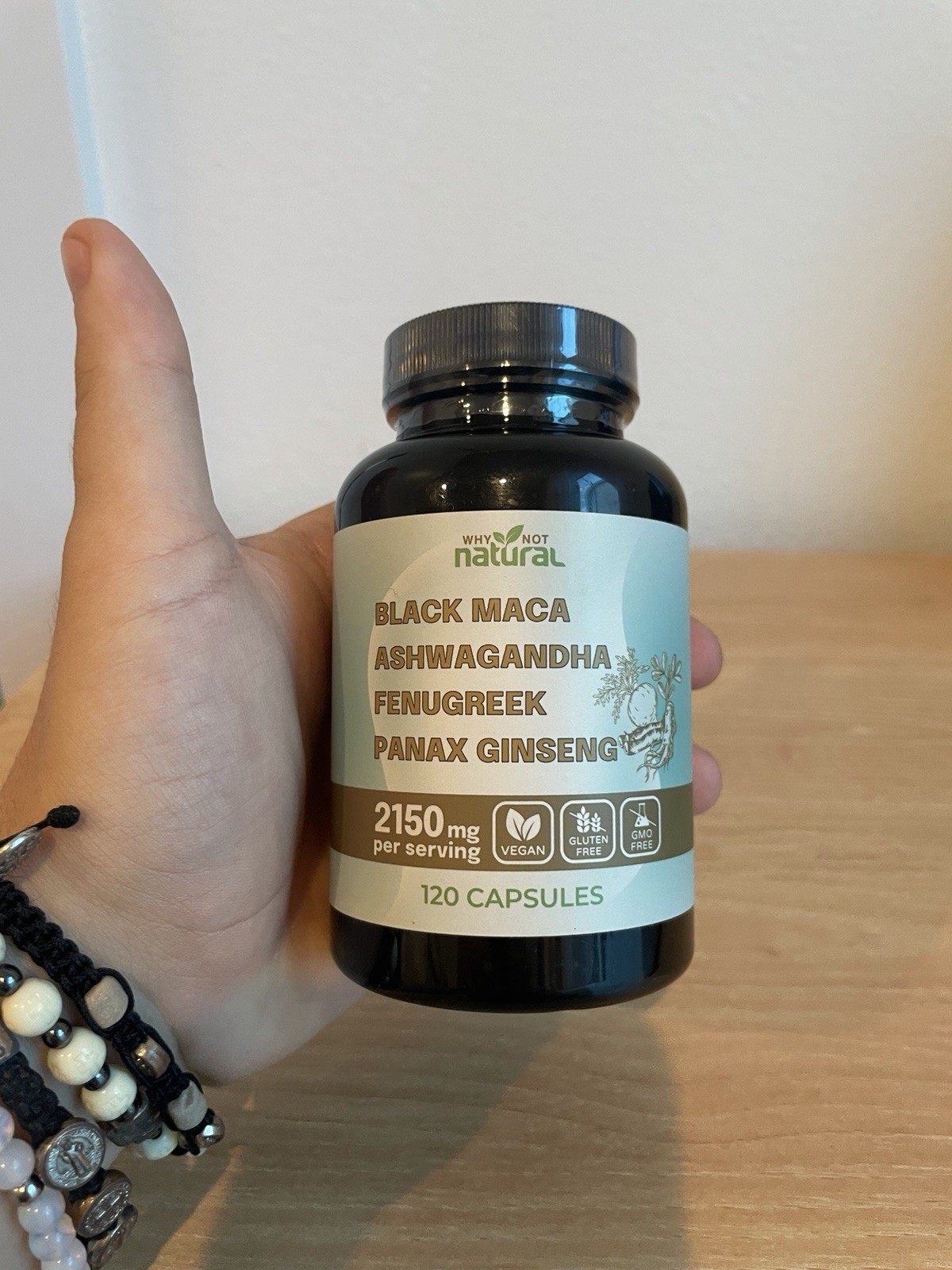 4-in-1 Organic Black Maca Root, Ashwagandha, Fenugreek, Panax Ginseng 120 Caps