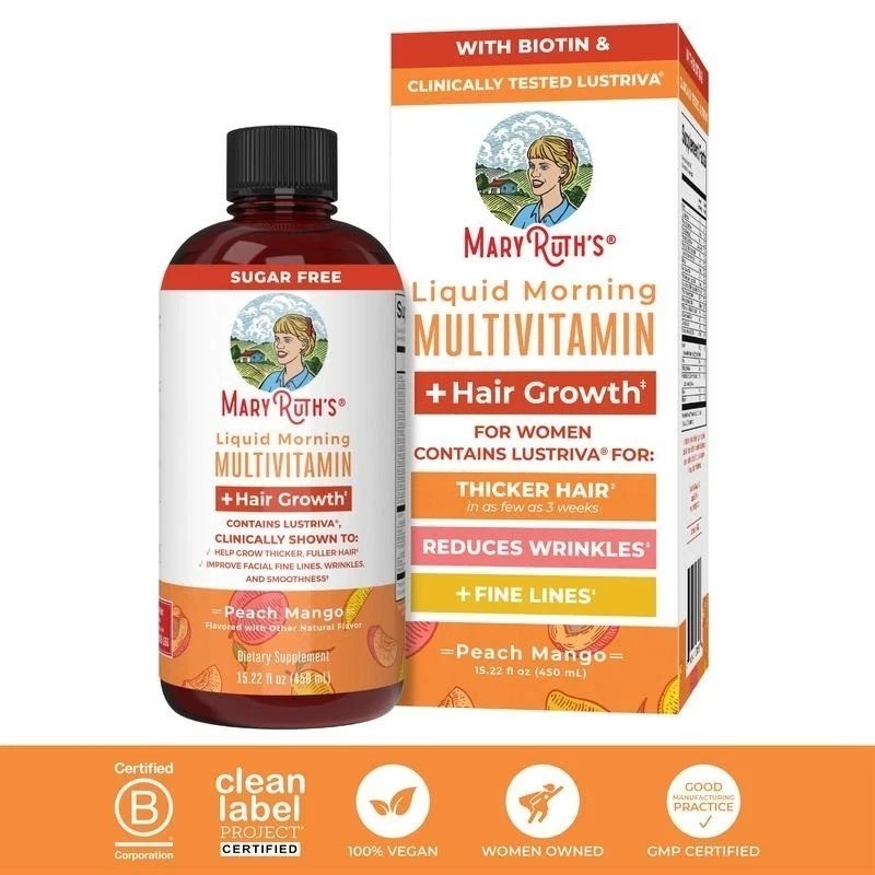MaryRuth’s Liquid Morning Multivitamin Hair Growth Peach Mango flavor 15.22fl oz
